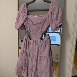 Elegant Lavender Puff Sleeve Dress